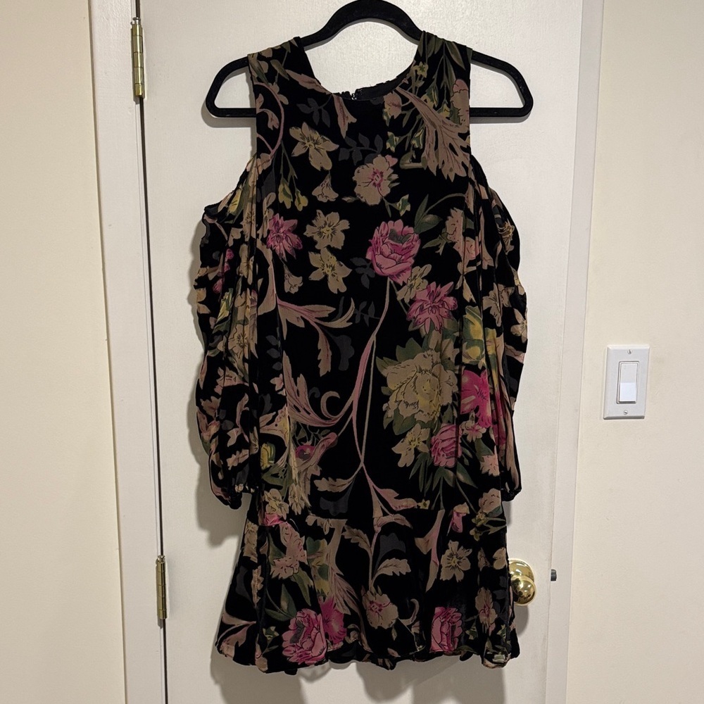 Eliza J Black and Pink Floral Mini Dress